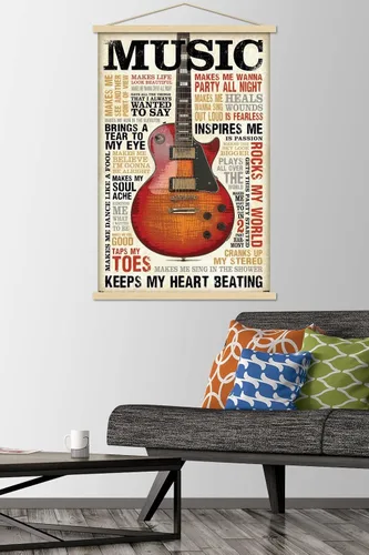 Vista 2 de Trends International Music Inspires Me - Póster de pared, 22.375 x 34 pulgadas, paquete de impresión premium y colgador de madera de haya