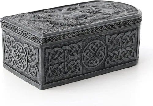 Vista 5 de Veronese Design Cernunnos - Caja de baratijas pintada a mano con dios de los animales y el inframundo