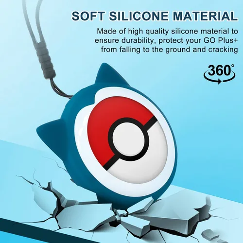 Vista 5 de DLseego PKBD Silicone Protective Case for Pokémon GO Plus + 2023, Durable Soft Cover Case for Poke Balls Go Plus Plus with Wrist Strap - Blue