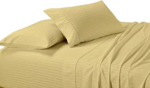 Vista 23 de sheetsnthings Juego de 2 fundas de almohada estándar de 300 hilos beige a rayas, tamaño Queen