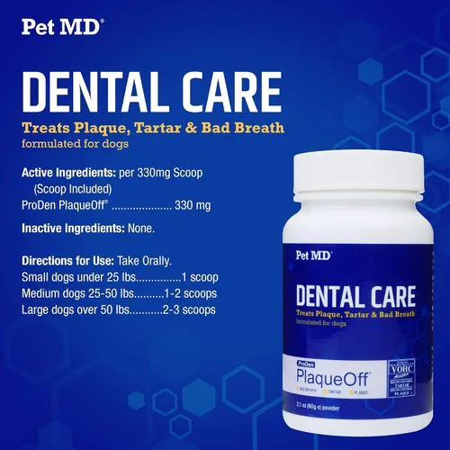 Vista 5 de Pet MD Proden PlaqueOff - Polvo de limpieza dental para los dientes de perro, suplemento de cuidado bucal para perros, reduce el mal aliento