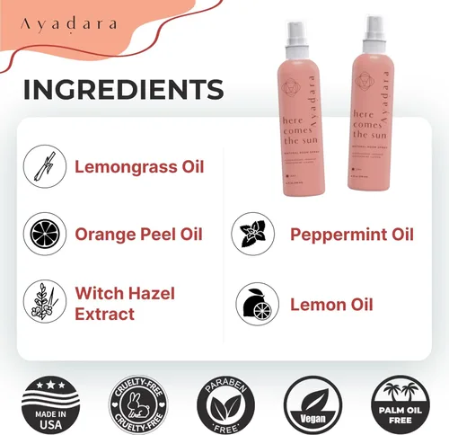 Vista 5 de Ayadara Spray natural para habitación, 4 onzas, aromaterapia para habitación, espray de fragancia y desodorante de lino para el hogar, ambientador