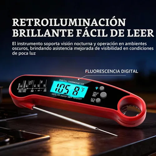 Vista 3 de X&E Termómetro digital para carne, termómetro de alimentos de lectura instantánea para cocinar y asar a la parrilla, cocina profesional