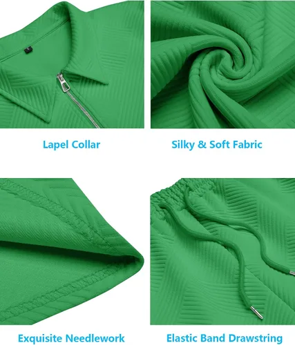 Vista 5 de URRU Conjunto de camisa polo y pantalones cortos para hombre trajes de verano a la moda casual manga corta traje polo para hombre 2 piezas