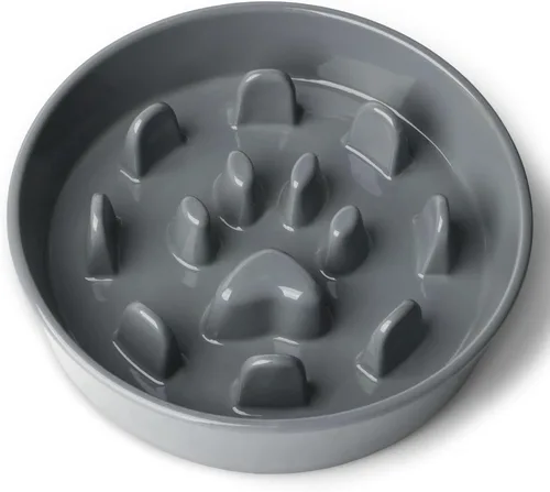 Vista 8 de Cerámica 1.5 taza para razas pequeñas y medianas tazón de perro de alimentación lenta (negro)