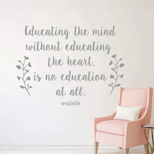 Vista 7 de Aristotle Educational Quote Wall Decal Educating The Mind Without Educating The Heart Removable Vinyl Sticker for Bedroom, Homeschool, Classroom