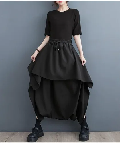 Vista 6 de ellazhu Pantalones de pierna ancha de color sólido para mujer, falda con bolsillos laterales, ropa casual de descanso, estilo culotte, pantalones