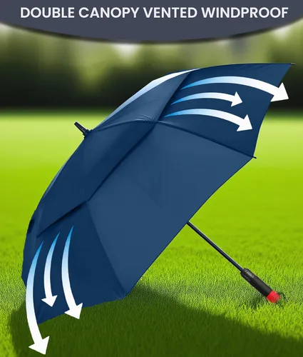 Vista 3 de Paraguas de golf grande de 62/68/72 pulgadas, paraguas de golf de apertura automática, extra grande, doble toldo ventilado, resistente al viento
