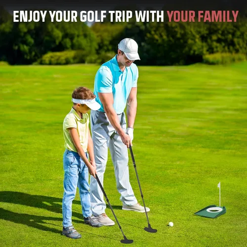 Vista 2 de MultiOutools Putters de golf para hombres y mujeres, paquete de 2 juegos de palos de golf ajustables con 6 bolas y 2 copas de bandera, mini putters