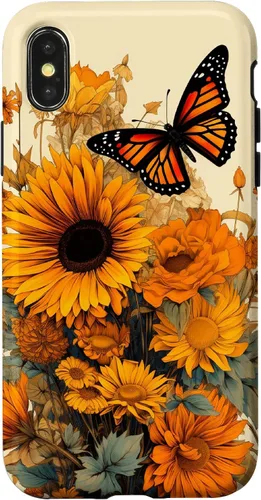 Vista 5 de Vintage Sunflower and Monarch Butterfly Case for iPhone 17