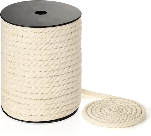 Vista 17 de Cuerda de macramé de 0.118 in x 328 yardas Cuerda de macramé 100% algodón natural 3 hebras de algodón trenzado para colgar plantas hecho a mano