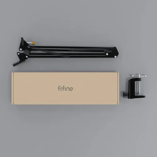Vista 7 de Soporte de brazo para micrófono FIFINE; soporte de brazo de tijera con suspensión, con abrazadera de gran resistencia, adaptador de 3/8 a 5/8