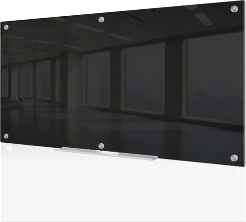 Vista 10 de J&J worldwide Pizarra blanca de vidrio magnético negro de 47 x 35 pulgadas, sin marco, de vidrio templado, borrado en seco, para montaje en pared