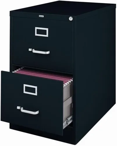 Vista 6 de Scranton & Co Archivador vertical de metal de 2 cajones, 25 pulgadas de profundidad, acabado negro, ancho legal, construcción duradera de acero
