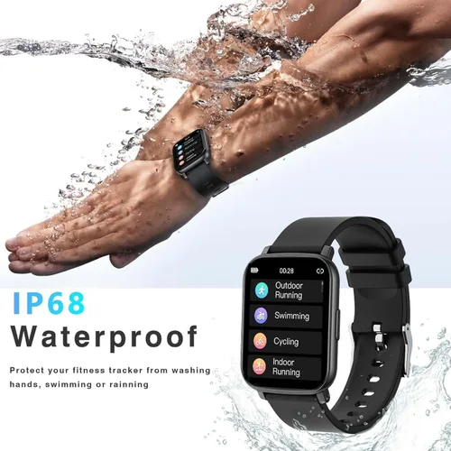 Vista 7 de Paukila Relojes inteligentes para hombres, reloj de fitness de 1.65 pulgadas con frecuencia cardíaca 24/7/presión arterial/monitor de sueño