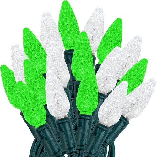 Vista 26 de Novelty Lights - Mini juego de 70 luces C6 LED de Navidad, serie de luces de grado comercial para exteriores, cable verde, 24 pies
