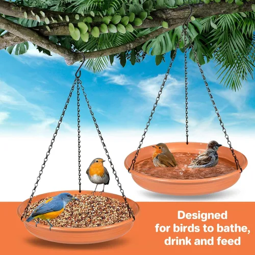Vista 6 de Baño Colgante para Pájaros Alimentador Colgante para Pájaros - CARGEN Garden Bandeja de Baño para Pájaros Plato Alimentador de Vida Silvestre Cuenco