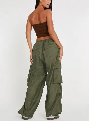 Vista 3 de ONIRIKE Pantalones de paracaídas para mujer, pantalones cargo holgados Y2K con cordón y bolsillo