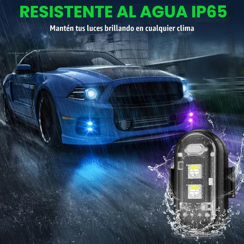 Vista 4 de Luces estroboscópicas RGB LED inalámbricas para aviones con control remoto, 8 colores, 10 modos de parpadeo, carga USB, luces anticolisión 12 piezas