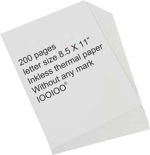 Vista 8 de IOOIOO Papel de impresora térmica BPS libre de BPA, (100 páginas, Continuo, sin marca, 3 años)