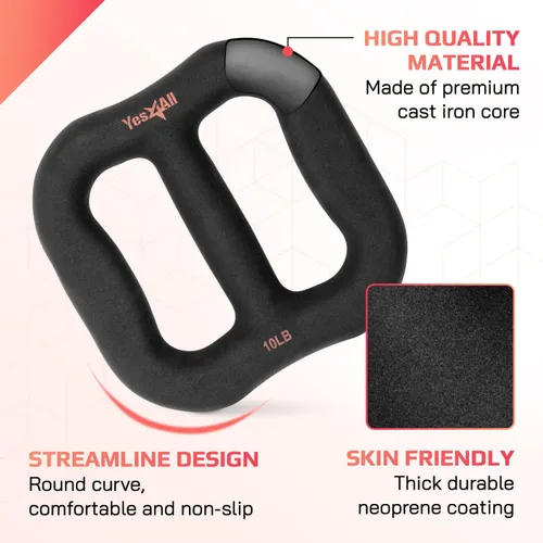 Vista 3 de Yes4All Mancuerna multifuncional de neopreno 3 en 1, con núcleo sólido, curva ergonómica, color negro