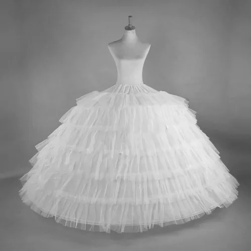 Vista 4 de LZZTU Enagua de tul para mujer, enagua de boda, falda de boda, vestido de novia de crinolina, 6 aros, color blanco para vestido de novia