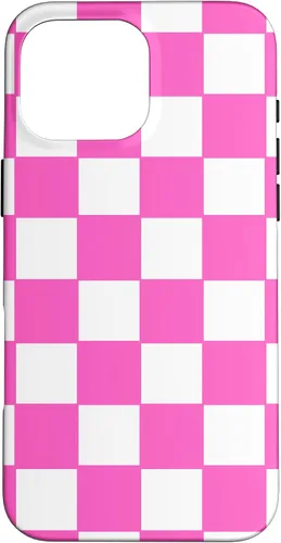 Vista 18 de Funda de tablero de ajedrez clásica a cuadros rosa y blanco para iPhone 16