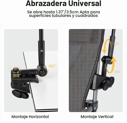 Vista 3 de G4Free Sombrilla ajustable UPF 50+ XL con abrazadera universal, protección UV, sombrilla para silla de playa, cochecito, silla de ruedas, carrito
