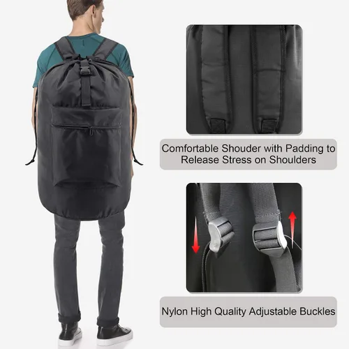 Vista 4 de BeeGreen Bolsa de lavandería con correas ajustables para el hombro, artículos esenciales para dormitorio universitario con cierre de cordón