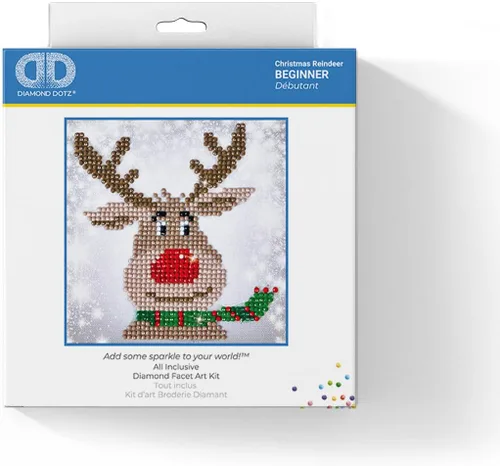 Vista 3 de DIAMOND DOTZ Kits de pintura de diamantes de animales de reno navideño para adultos, kits de arte de diamantes, un kit de manualidades creativo