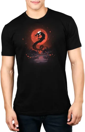 Vista 3 de TeeTurtle Camiseta Blood Moon Dragon, negro, estándar, S, Negro