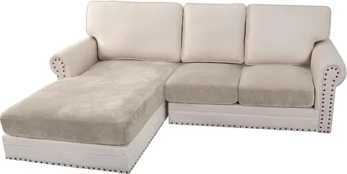Vista 127 de H.VERSAILTEX Funda de cojín elástica de terciopelo para sofá, funda de cojín de felpa para cojines de silla, protector de muebles, cojín de asiento