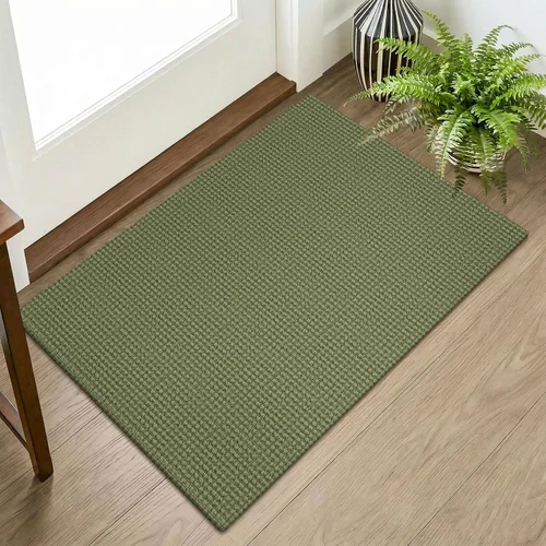 Vista 225 de KOZYFLY - Tapete para puerta de interior, lavable, pequeña, antideslizante, con respaldo de goma, felpudo de algodón para el hogar, color negro