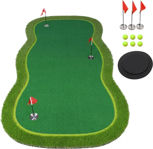 Vista 9 de Golf Putting Verde/Mat-Golf Training Mat - Alfombrilla profesional de práctica de golf - Putter largo desafiante verde para interiores y exteriores
