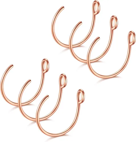 Vista 10 de D.Bella Piercing falso de 0.71 oz para labio sintético, septum y nariz, 0.31 pulgadas Dorado