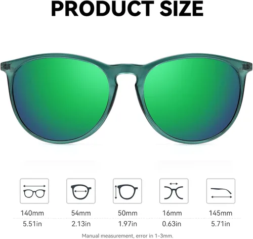 Vista 4 de Fozono Gafas de sol polarizadas redondas retro para mujer, gafas de sol vintage con protección UV
