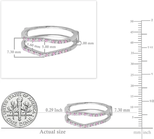 Vista 9 de Dazzlingrock Collection Anillo de protección redondo alternativo de zafiro rosa y diamante blanco para mujer en oro macizo de 10 quilates