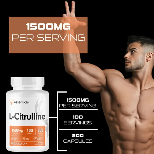 Vista 6 de Bucked Up L-Citrulina 200 cápsulas 1500 mg por porción Sin gluten Sin OMG Probado por terceros Suplemento de citrulina premium para uso