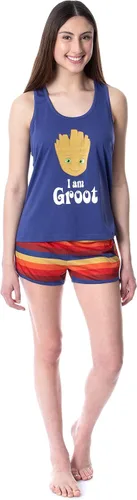 Vista 5 de Marvel - Conjunto de pijama para mujer con texto en inglés "I Am Groot Guardians Of The Galaxy