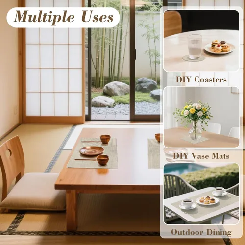 Vista 6 de RAINFLOW - Juego de 4 manteles individuales de PVC, resistentes al calor, para mesa de comedor, lavables, de vinilo, antideslizantes, para cocina