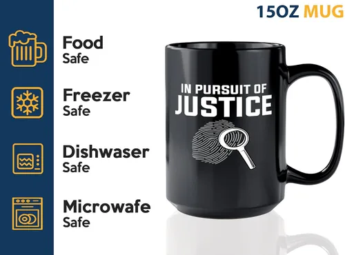 Vista 4 de Taza de café detective de 15 onzas, color negro -In pursuit of - Oficial de policía policía patrulla detective Sheriff Police Enforcement Police