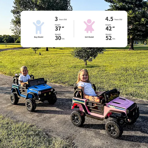 Vista 2 de Hikiddo - Coche eléctrico de 24 V para niños, vehículo eléctrico para montar, camioneta de juguete para niños pequeños de 3 a 5 años con control Azul