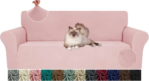 Vista 25 de JIVINE - Funda para sofá biplaza, 1 pieza elástica para sofá de 2 cojines, protector de muebles con parte inferior elástica para niños y mascotas