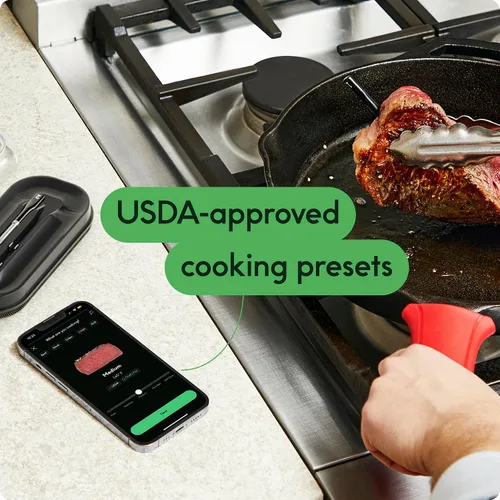 Vista 9 de CHEF iQ Sense - Termómetro inalámbrico inteligente para carne con 2 sondas ultrafinas, termómetro Bluetooth para carne de rango ilimitado