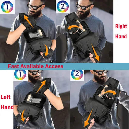 Vista 3 de Bolso táctico LarKoo para pistola en el pecho, con funda oculta, para transportar la pistola en el pecho, bandolera, funda para el hombro