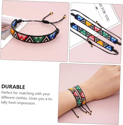 Vista 6 de KESYOO Muñequeras para mujer, pulseras geométricas de cuentas, pulseras ajustables para mujer, pulsera para dijes, pulsera dorada ajustable, pulsera