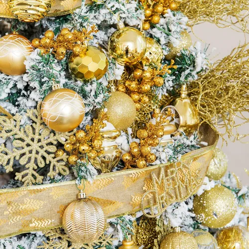 Vista 6 de XmasExp - Paquete de 99 adornos de bolas de Navidad surtidos Juego de bolas de Navidad inastillables con paquete de regalo de mano reutilizable