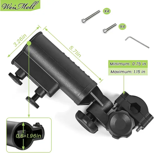 Vista 2 de Soporte de paraguas de carrito de golf resistente ajustable en 180° para cochecito, bicicleta, silla de ruedas, silla de ruedas, silla de playa
