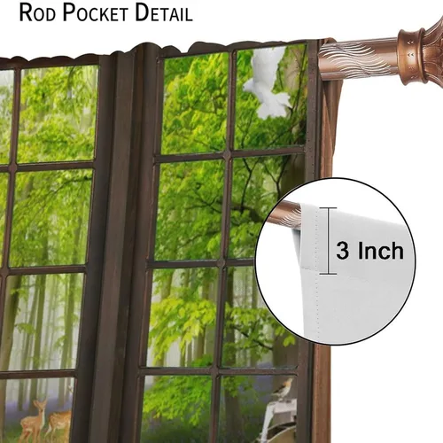 Vista 269 de Cortinas de paisaje, ventana 3D, primavera, bosque, vida silvestre, paisajes de naturaleza, dormitorio, sala de estar, cortinas térmicas opacas de 2