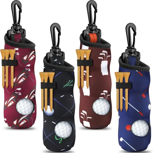 Vista 8 de Chivao 4 Pcs Golf Ball Holder, Golf Tee Pouch for 3 Balls Negro